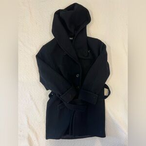 Vintage Donnybrook Wool Black Hooded Trench Coat
